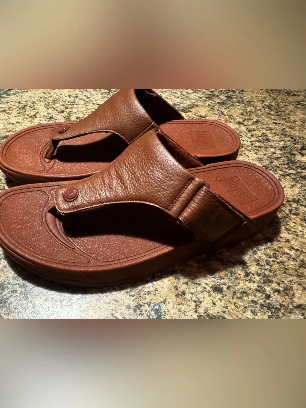 Men's Fitflop Mens Trakk II Brick Red Slip-On Thong Sandals Shoes Sz 13 leather